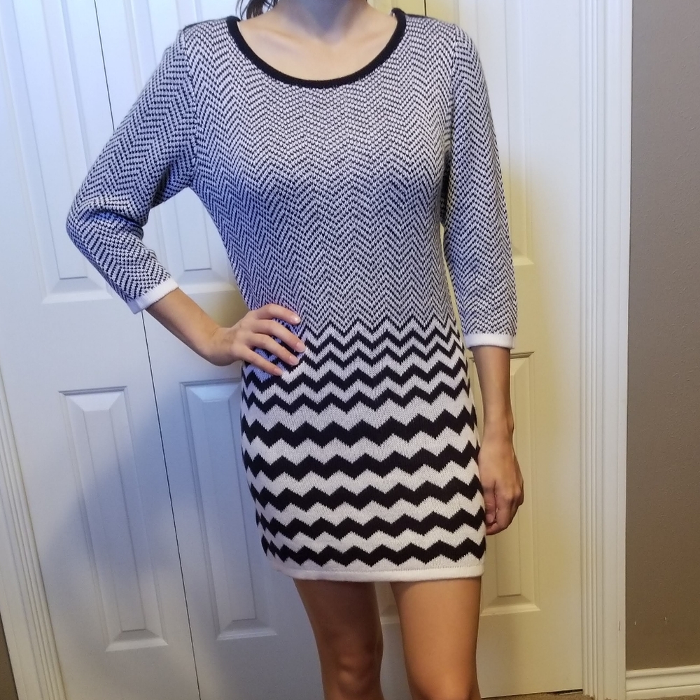 Black and white sweater dress